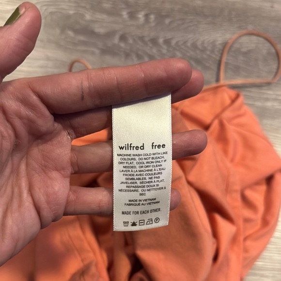 WILFRED FREE • Coral / Orange Tiny Dress • Spaghetti Strap Mini Rayon Dress • XS - Picture 6 of 13